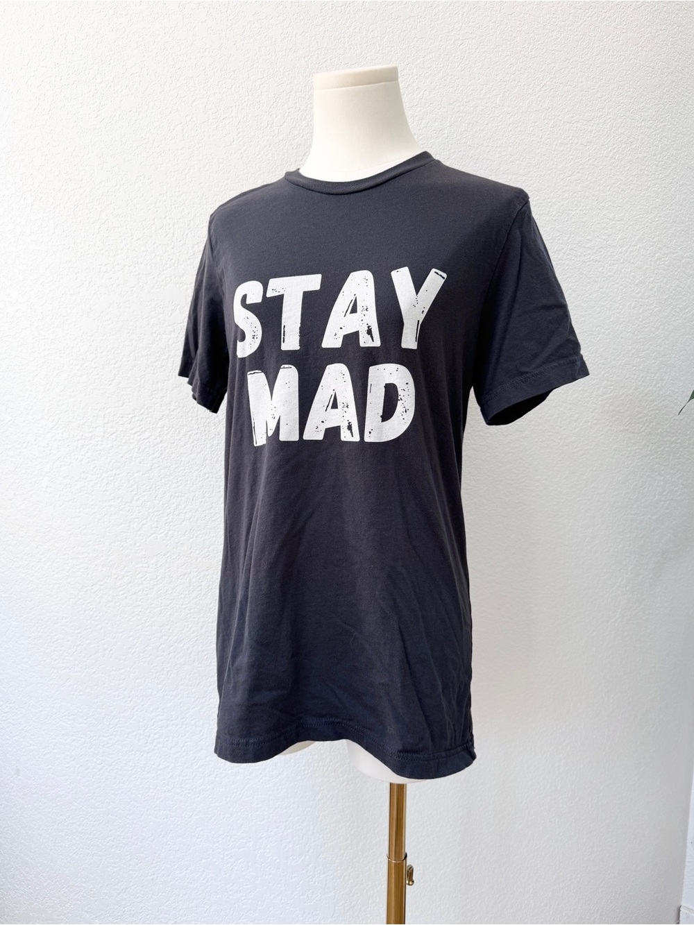 Bella Canvas Slate Cotton Tee White STAY MAD Graphic M T-Shirt